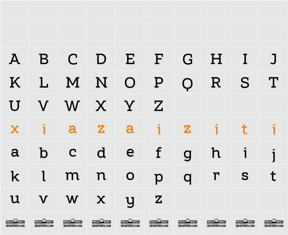 Amazing Slab Trial Medium 字符映射表