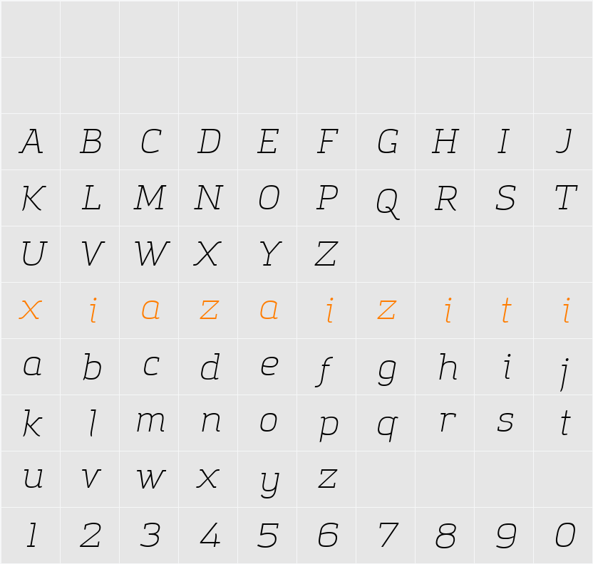 Amazing Grotesk 字符映射表