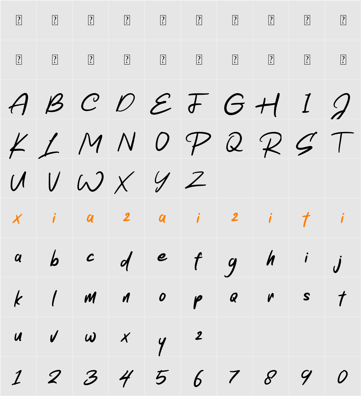 Amstrike 字符映射表