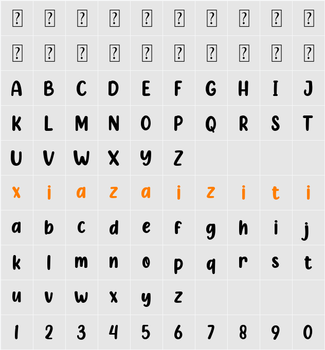 Almond Nougat 字符映射表