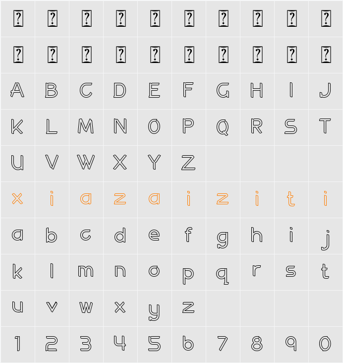 Allenatore Regular Outline 字符映射表