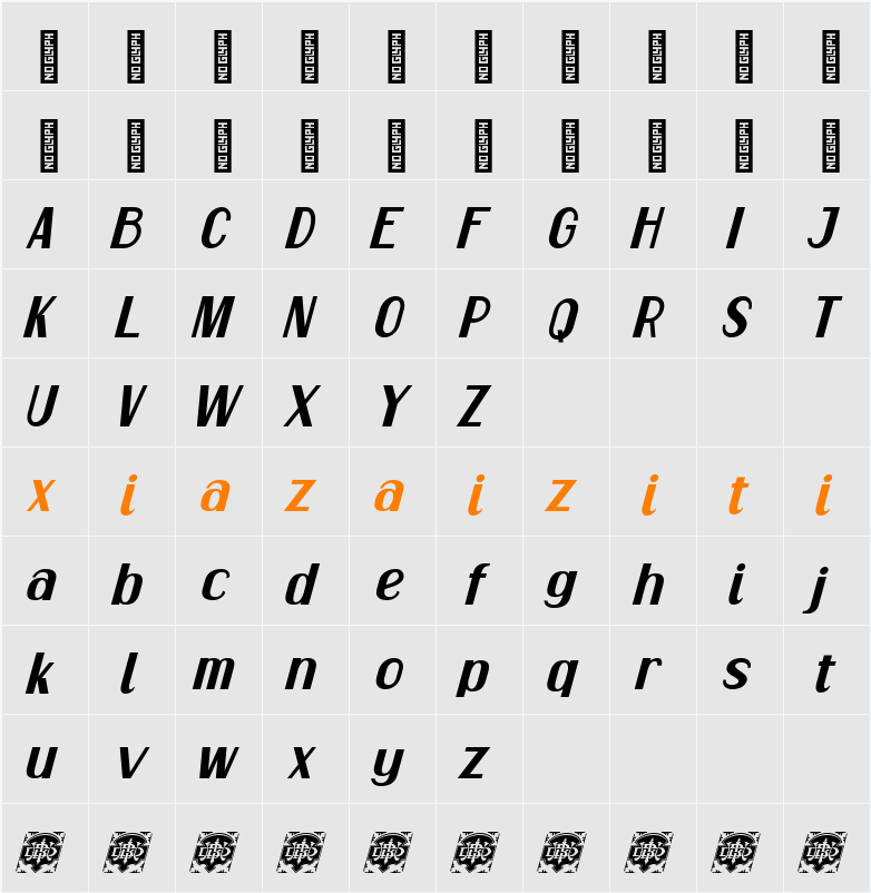 Alego Demo Slant 字符映射表