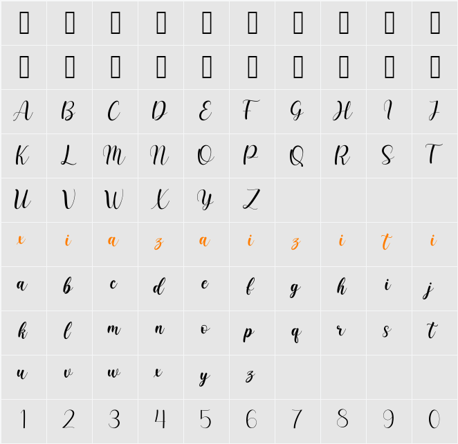 artisia 字符映射表