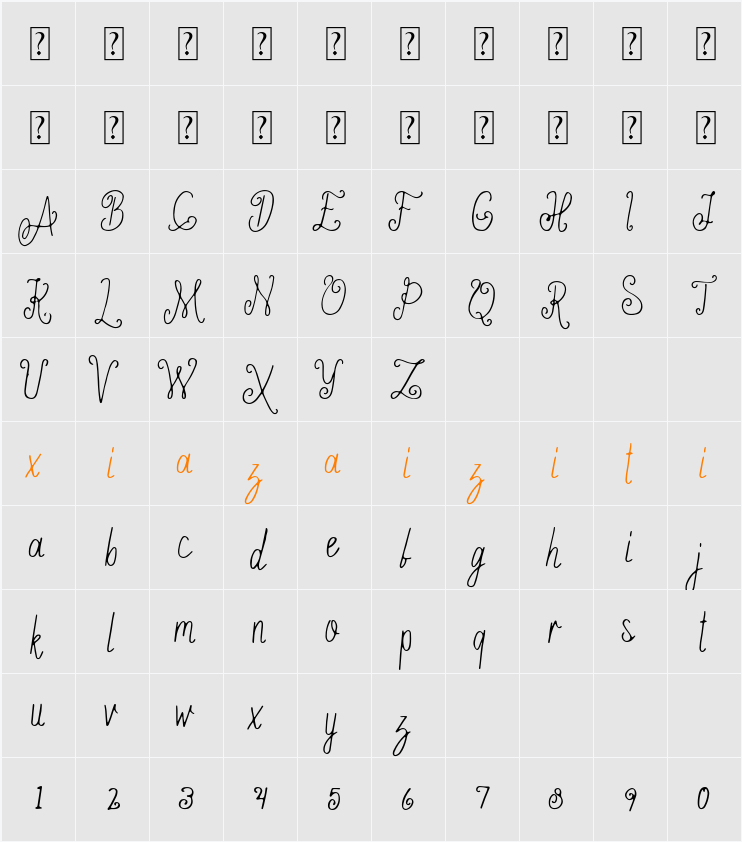 Ameliana 字符映射表