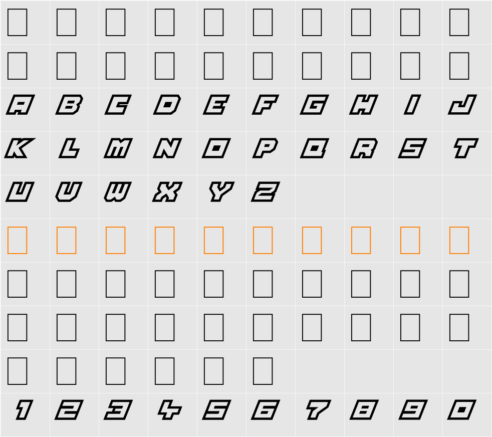Platinum Sign Over 字符映射表
