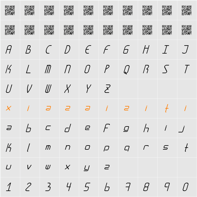 AmplitudesItalic 字符映射表