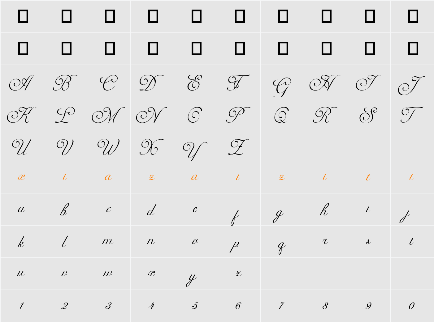 Kalina 字符映射表