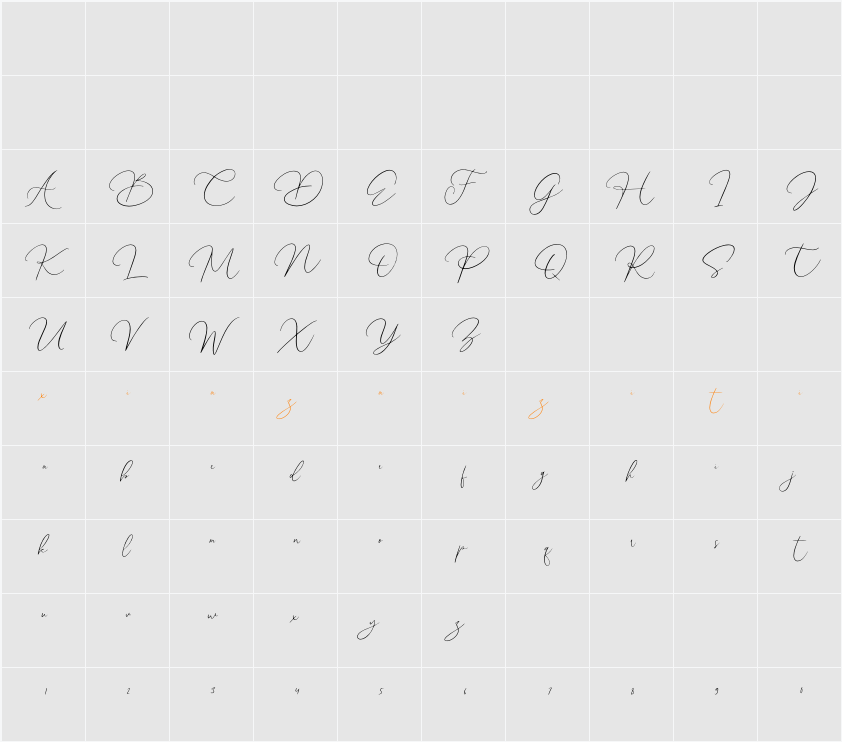 Angelica Boutique 字符映射表