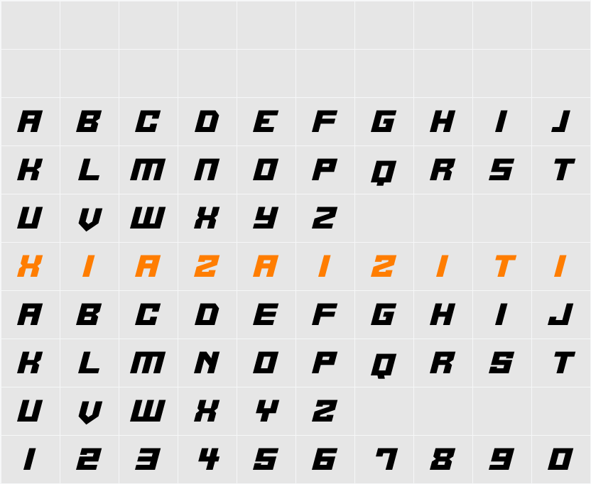 Alien Cyborg 字符映射表