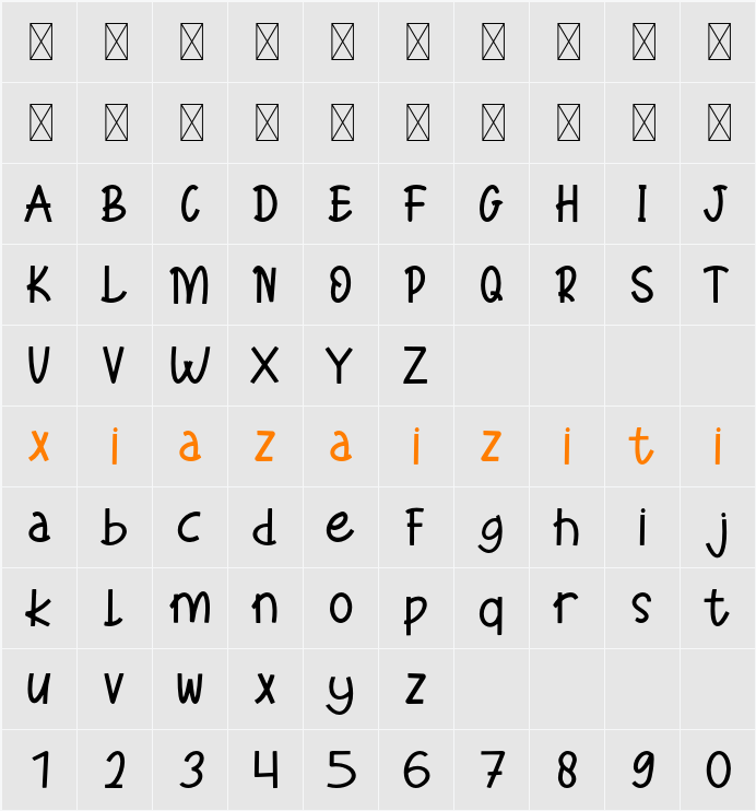Xoana Rush 字符映射表
