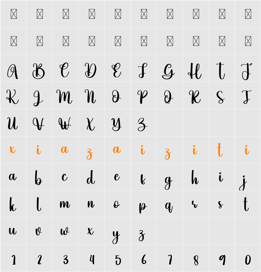 Angeline 字符映射表