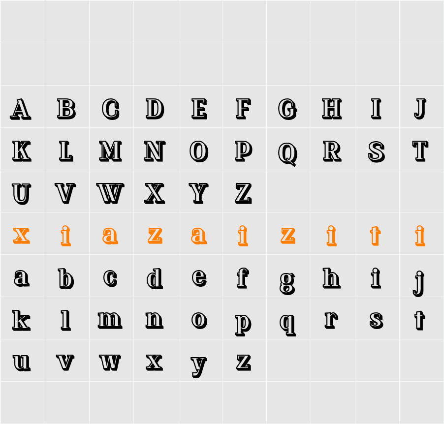 Alkalis 3D Demo ExtrudeRight 字符映射表
