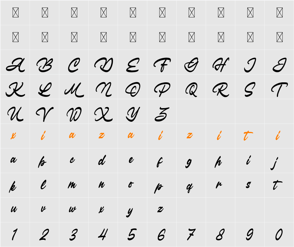 Astroline 字符映射表