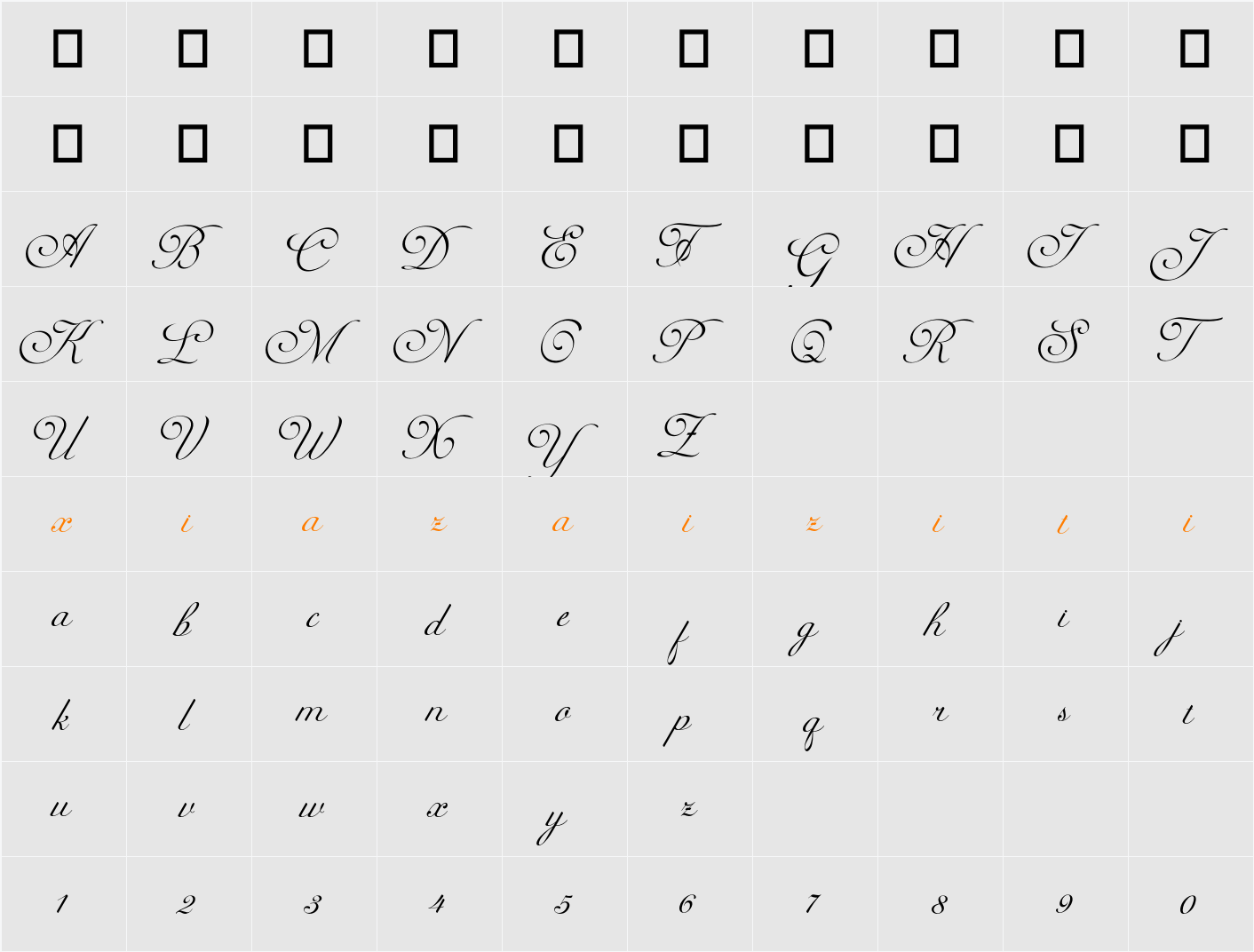Kalina 字符映射表
