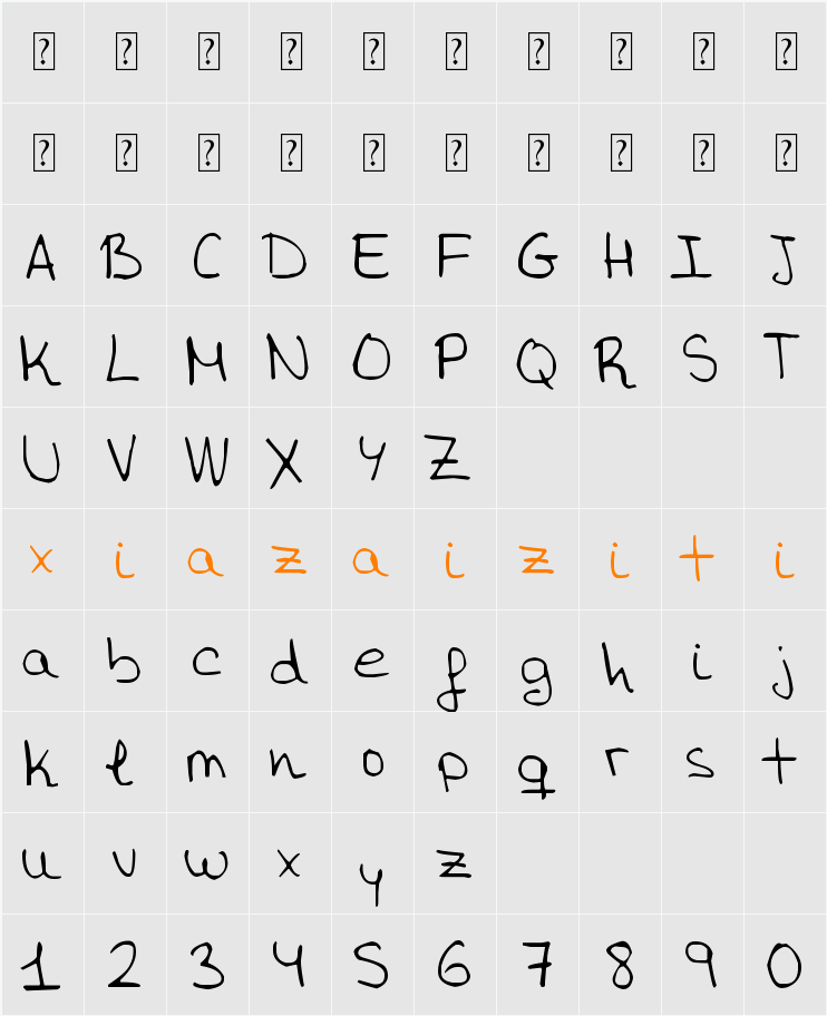 Aida Garmo 字符映射表