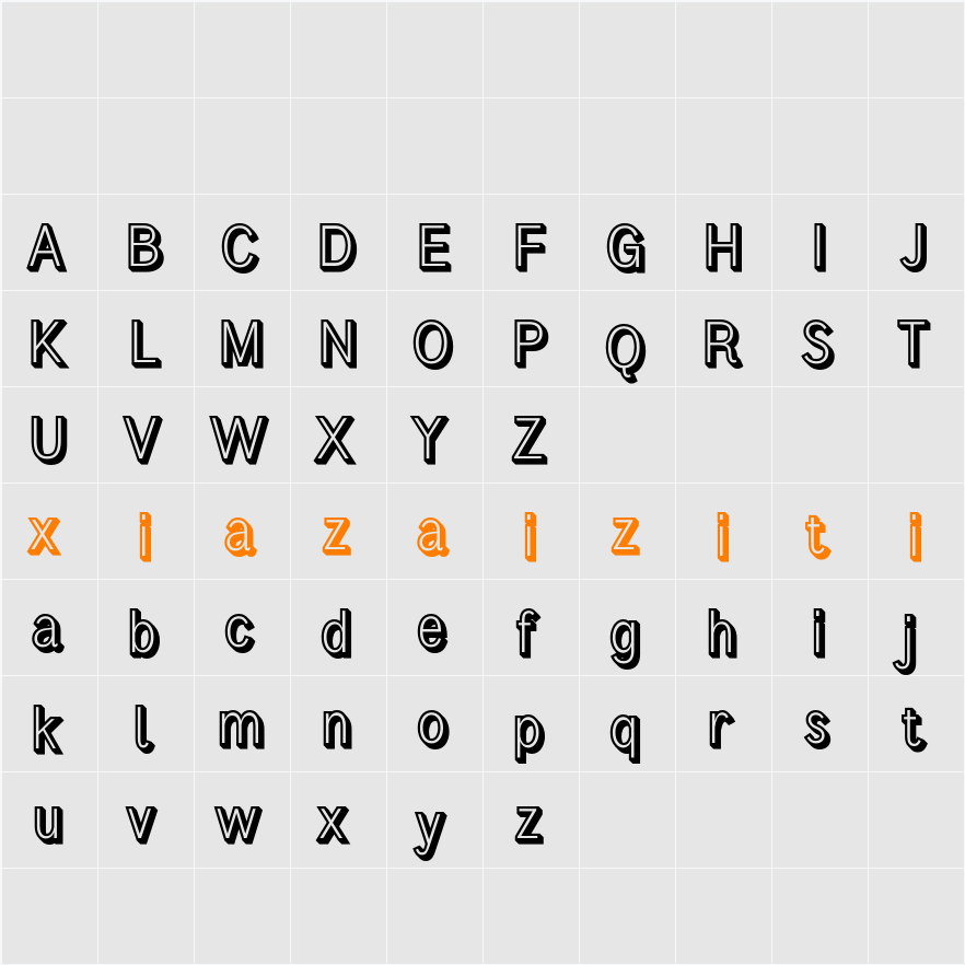 Achiello Extrude Right Demo 字符映射表