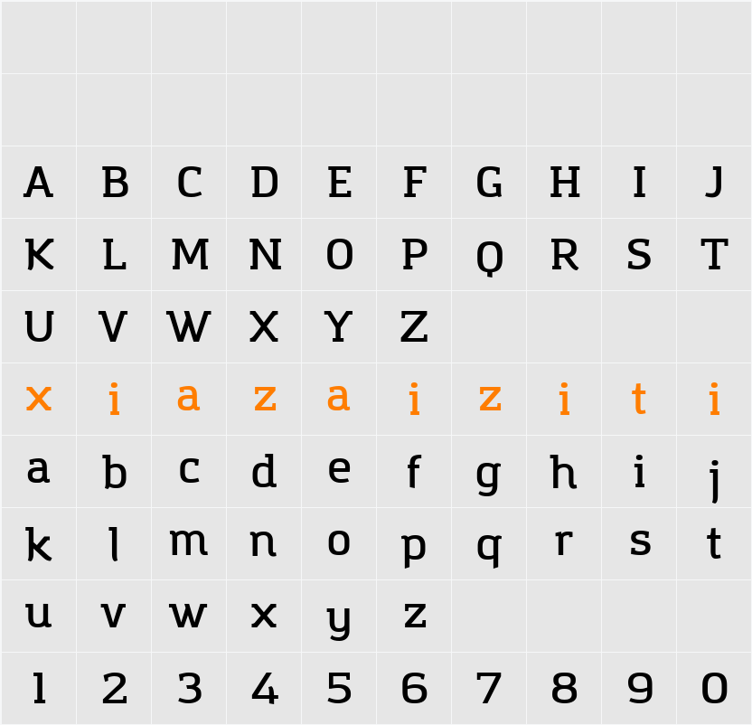 Amazing Grotesk 字符映射表