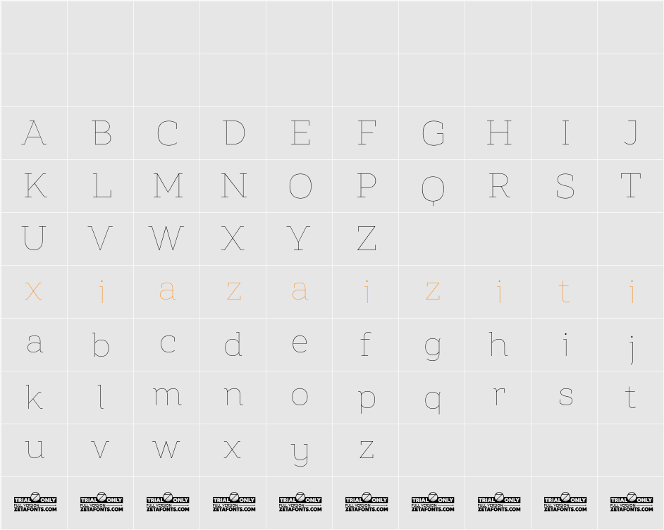 Amazing Slab Trial Thin 字符映射表