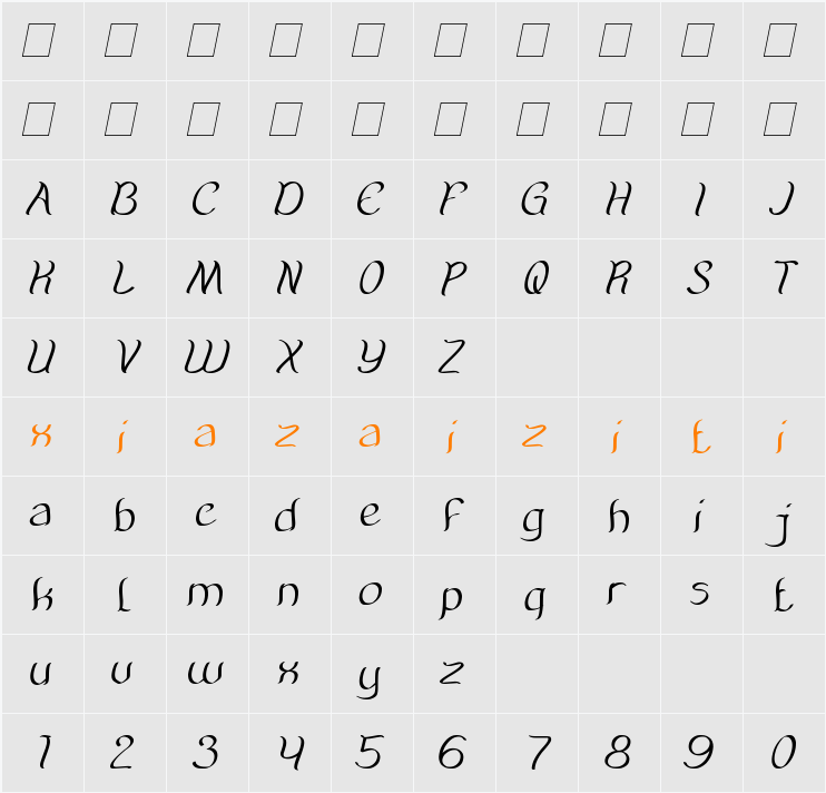 Amazing Symphony 字符映射表