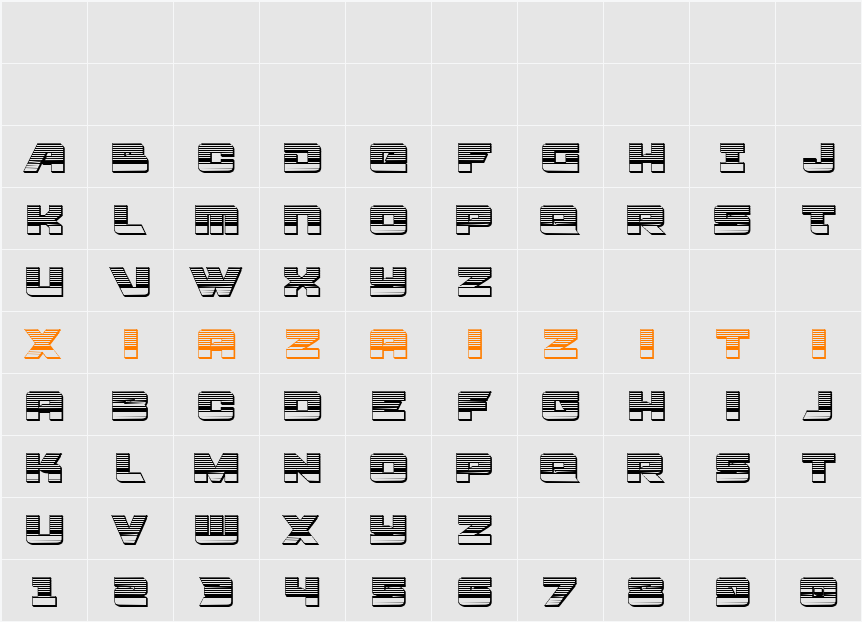 Aircruiser Chrome 字符映射表