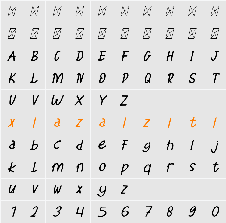 Xoana Rush 字符映射表