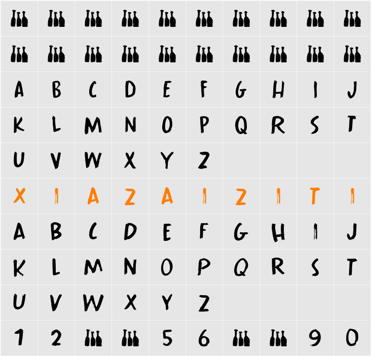 Bouteilles DEMO 字符映射表