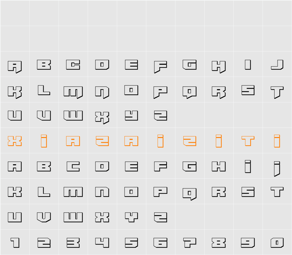 Bridge OFFicer Straight 3D 字符映射表