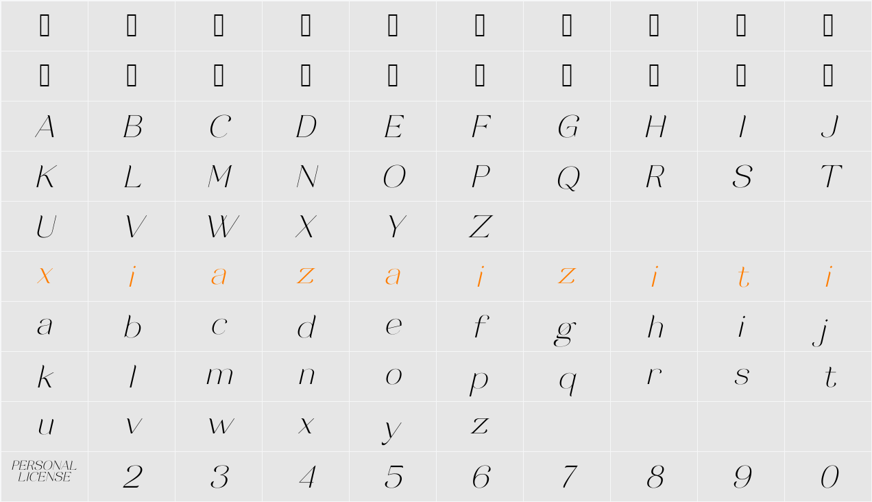 Brilliant Grunge Demo 字符映射表