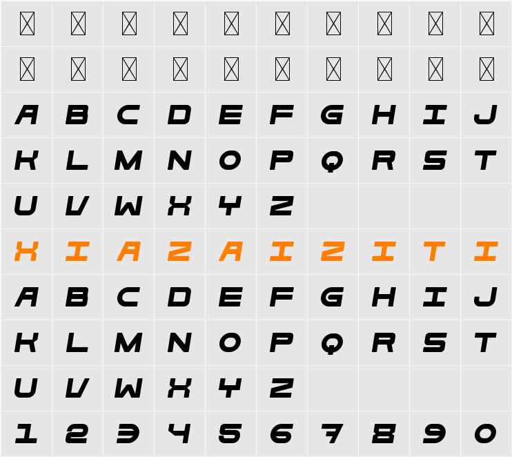 Bold Brick Six 字符映射表