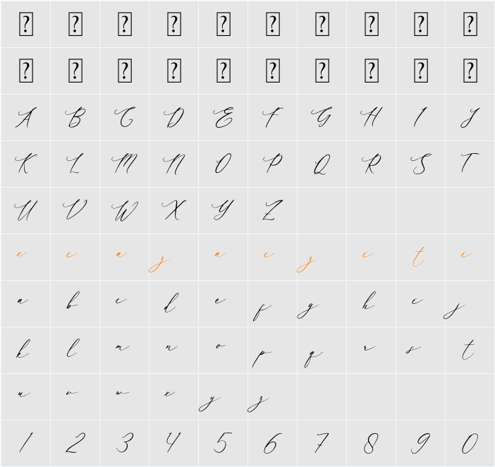 Baiden Amelie 字符映射表