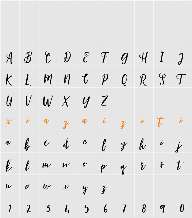 Blishfully Script 字符映射表