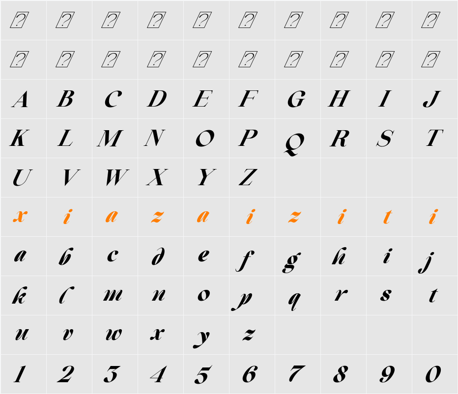 Beautiful Comethrue Ultra Bold 字符映射表