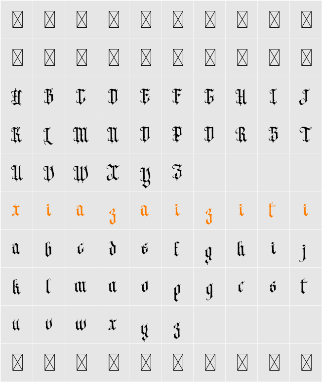 Black Ronge 字符映射表