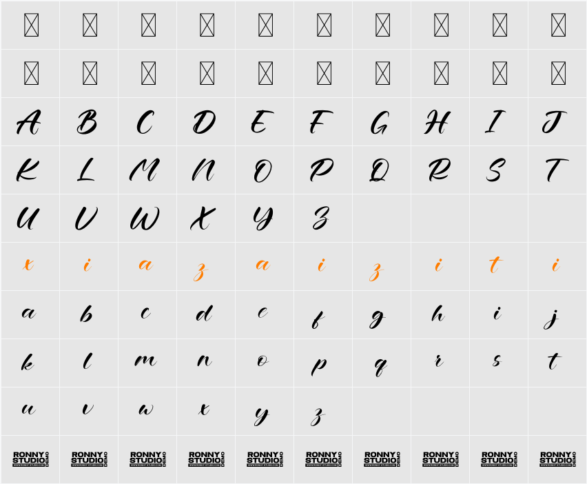 Britella Script DEMO 字符映射表