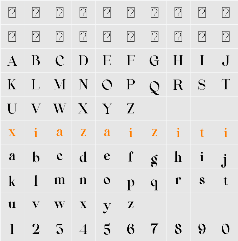 Beautiful Comethrue Demi Bold Condensed 字符映射表