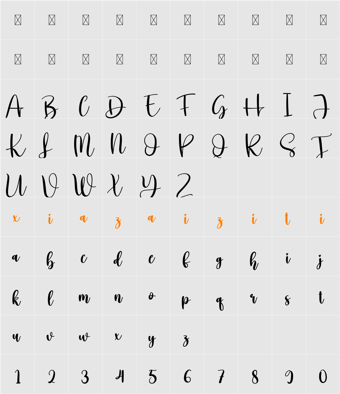 Blubbery 字符映射表