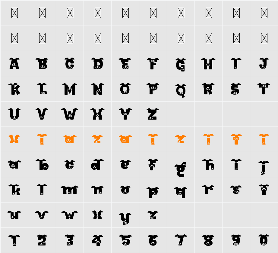 Bark Type Dog Ear 字符映射表