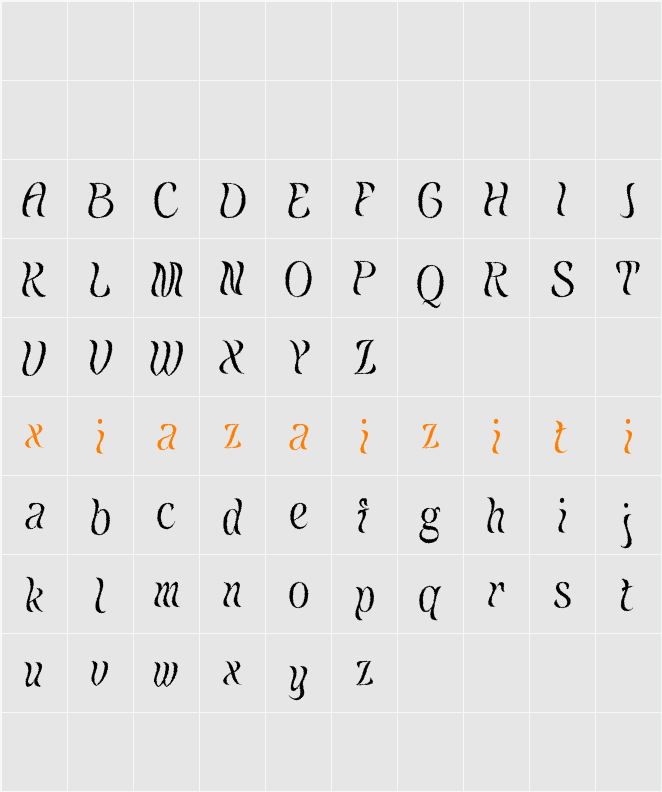 Belisda Rough Demo 字符映射表