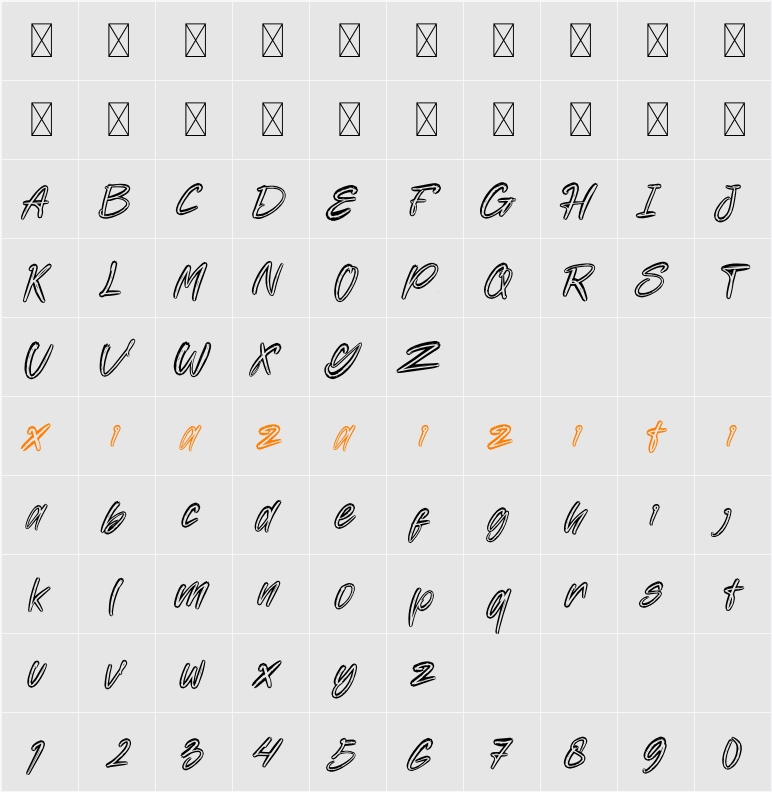 BlackGatte Demo 字符映射表