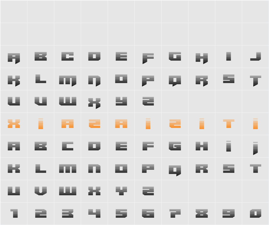 Bridge OFFicer Straight Grad 字符映射表