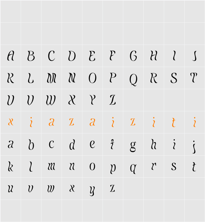 Belisda Demo 字符映射表