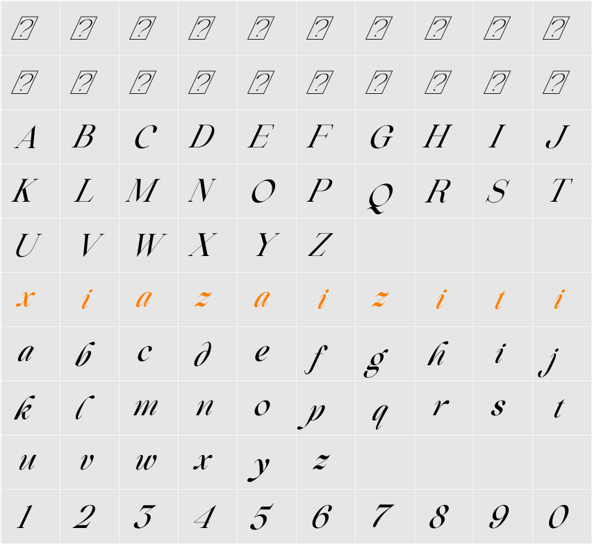 Beautiful Comethrue Medium Ultra Condensed 字符映射表