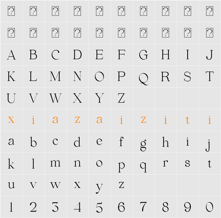 Beautiful Comethrue Light Condensed 字符映射表