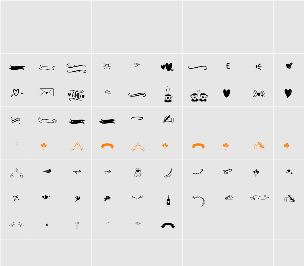 Blustina Extras 字符映射表