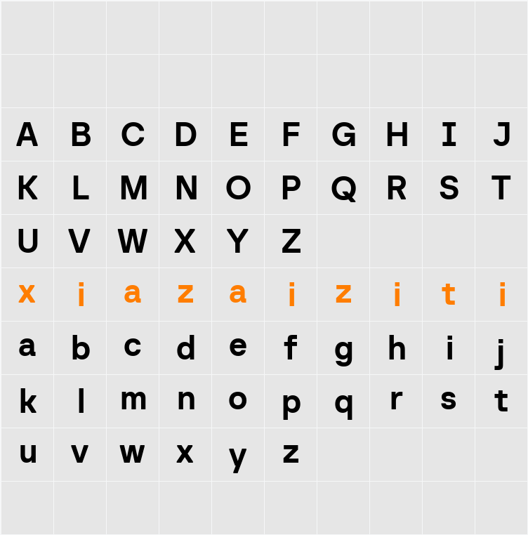 Baru Sans Demo Bold 字符映射表