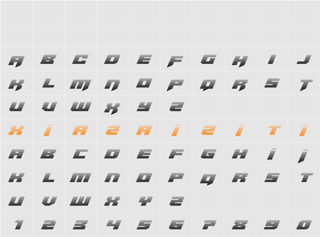 Bridge OFFicer Gradient 字符映射表