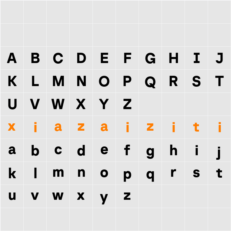 Baru Sans Demo ExtBd 字符映射表