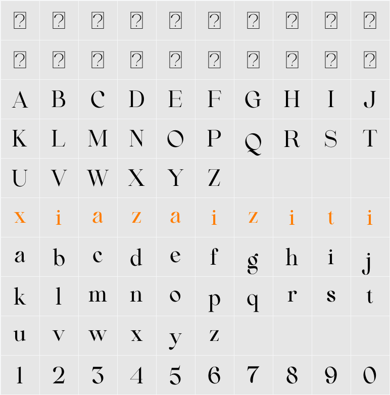 Beautiful Comethrue Medium Condensed 字符映射表