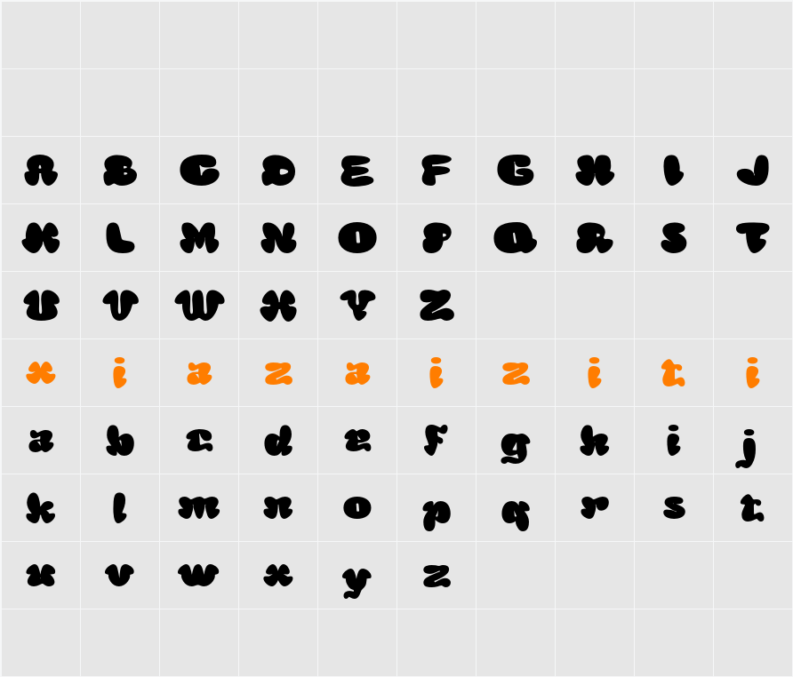 Balwine Vintage Demo Drawn 字符映射表