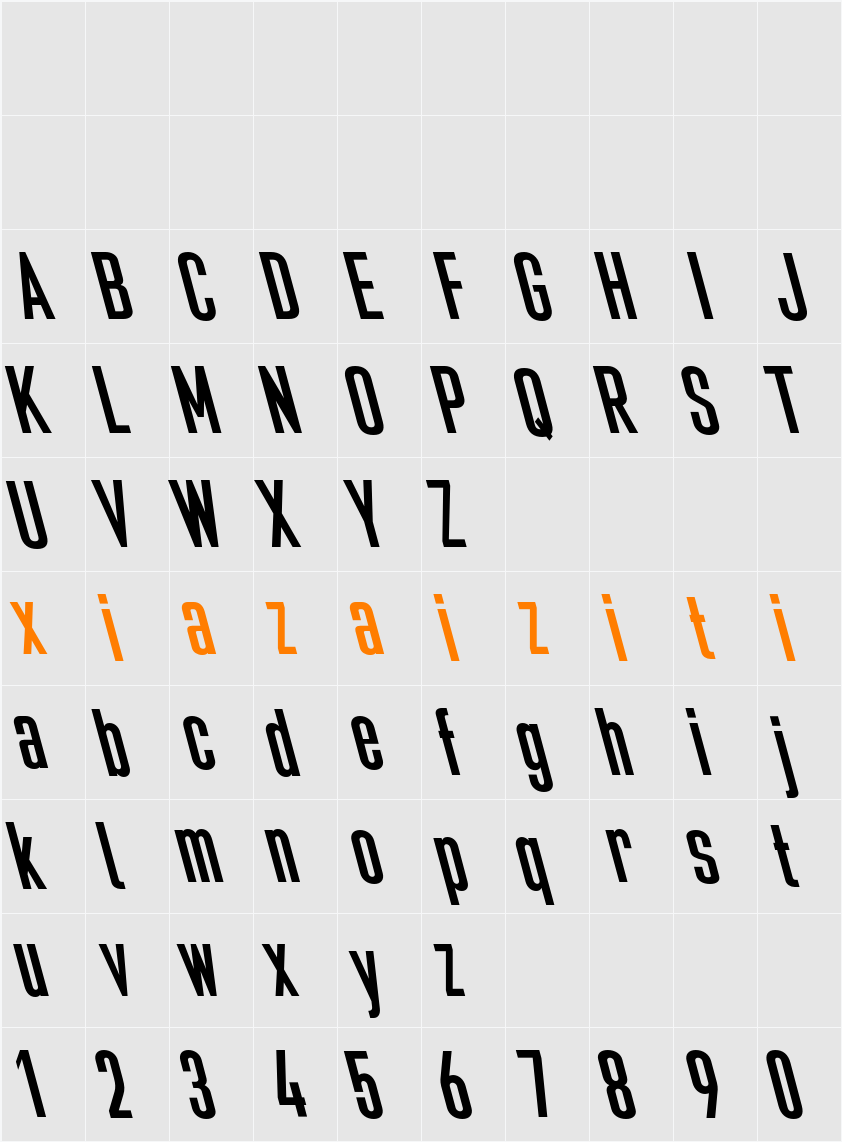 Bilgen Demo Black 字符映射表